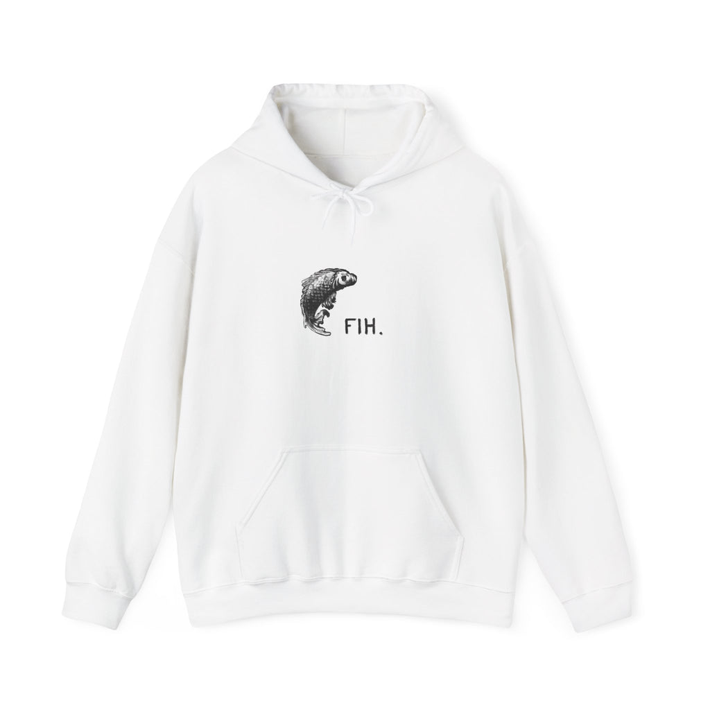 Fish Illustration Hoodie - Minimal 'FIH.' Graphic Pullover for Anglers
