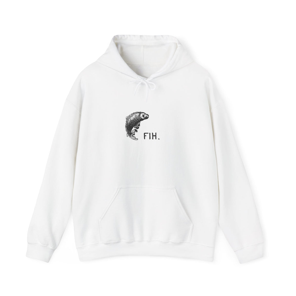Fish Illustration Hoodie - Minimal 'FIH.' Graphic Pullover for Anglers