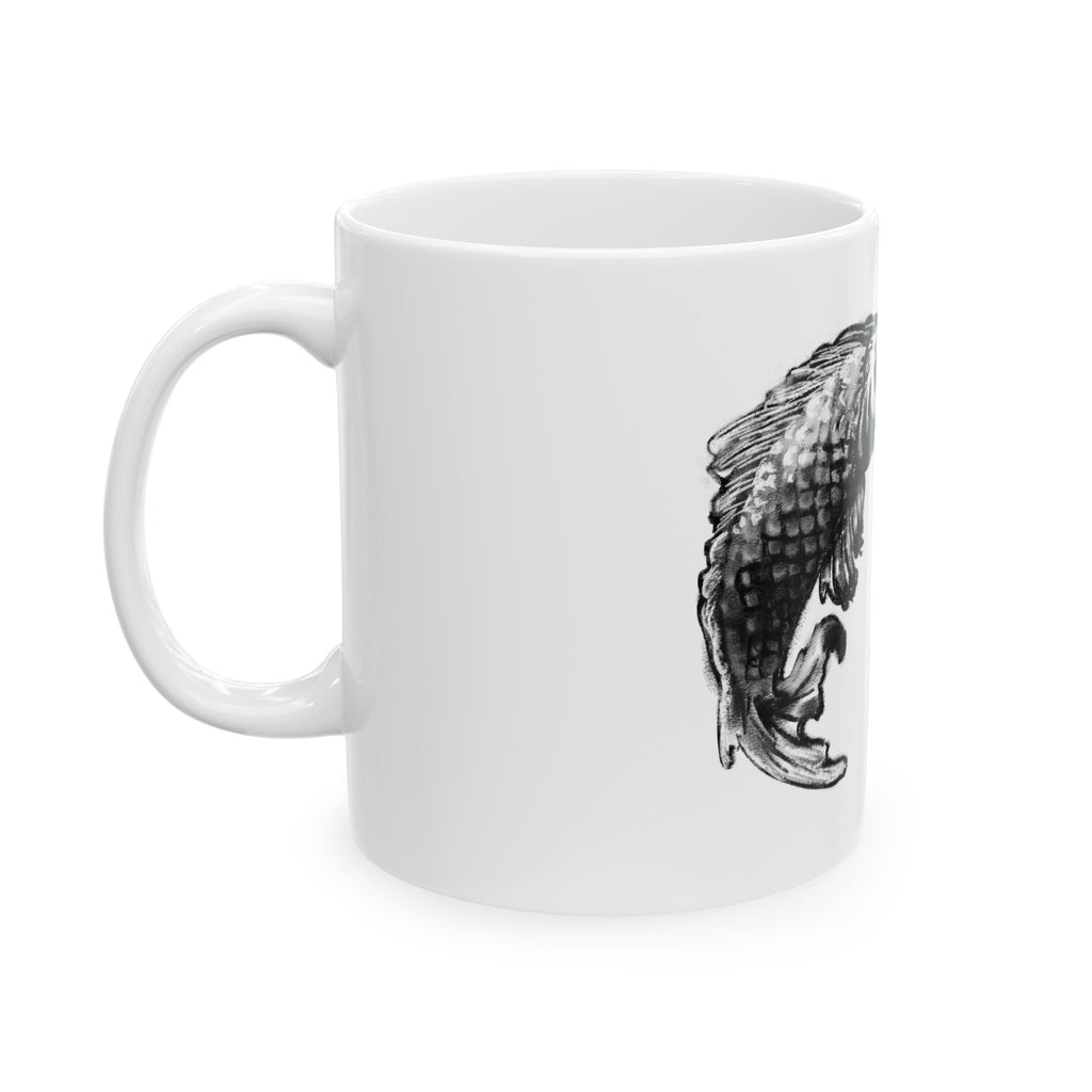 Fish Illustration Mug — Hand-Drawn Koi with “FIH.” Text (11oz & 15oz)