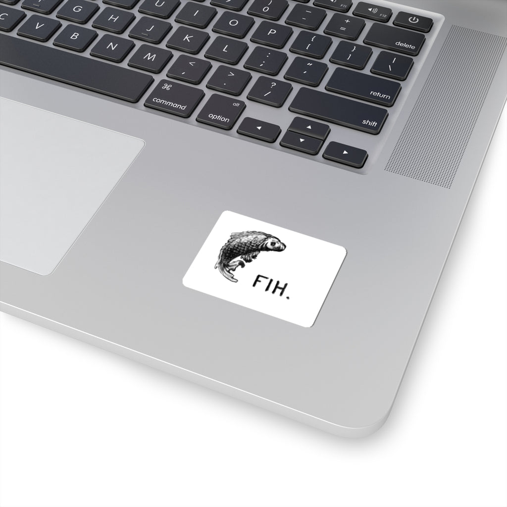 Koi Fish Sticker — Black Illustration with “FIH.” Text