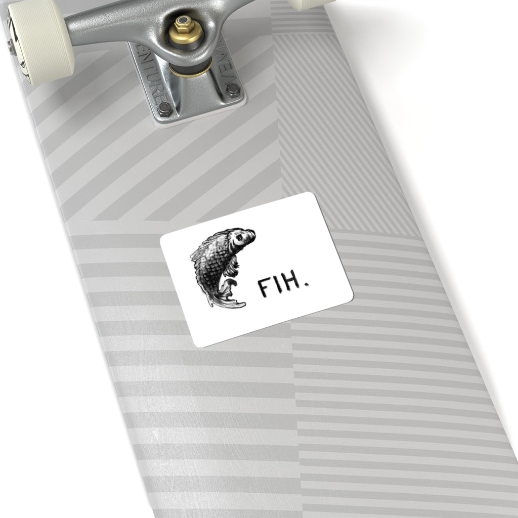 Koi Fish Sticker — Black Illustration with “FIH.” Text