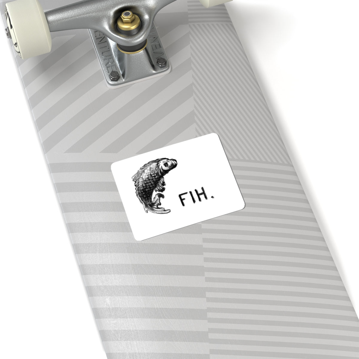 Koi Fish Sticker — Black Illustration with “FIH.” Text