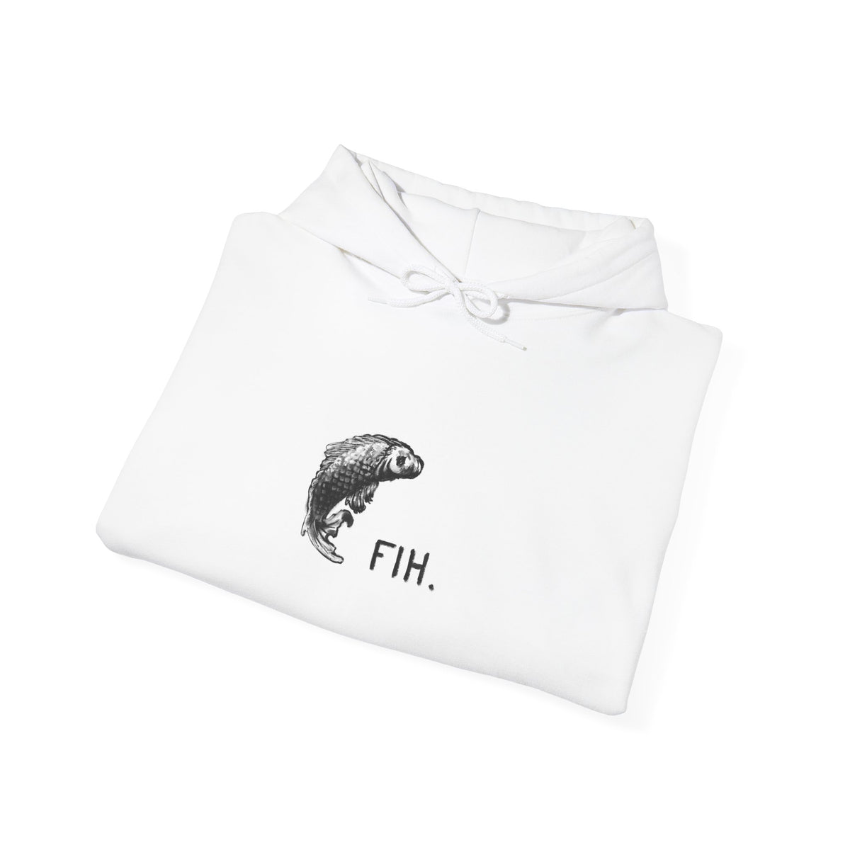 Fish Illustration Hoodie - Minimal 'FIH.' Graphic Pullover for Anglers